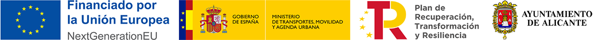 Logotipos NextGenerationEU, Transportes, Movilidad, Agenda Urbana y Plan de Recuperación