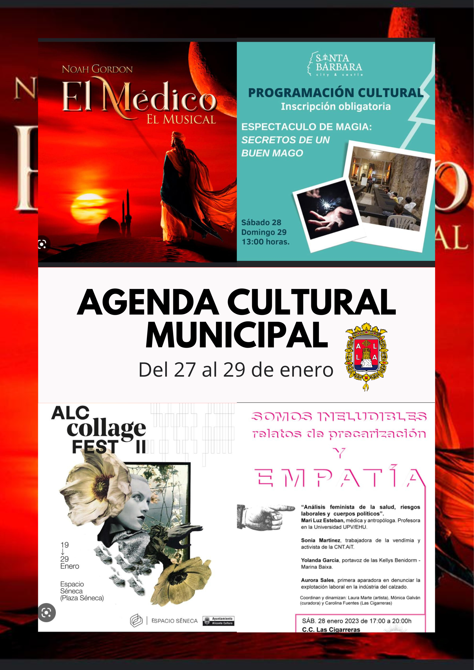 Acostumbrar pluma comentario Agenda Cultural Municipal del 27 al 29 de enero | Ayuntamiento de Alicante