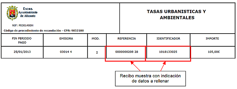 Pago de ingresos urbanísticos  Ayuntamiento de Alicante