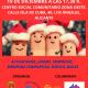 Cartel Fiesta Comunitaria 2025, dedos sonrientes con gorros de navidad