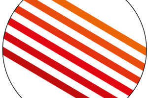 Circulo con rayas color rojo y naranja