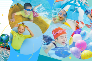 Niños y niñas en actividades acuáticas