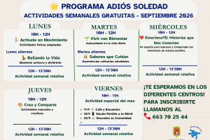 Actividades sept 26 Adiós Soledad