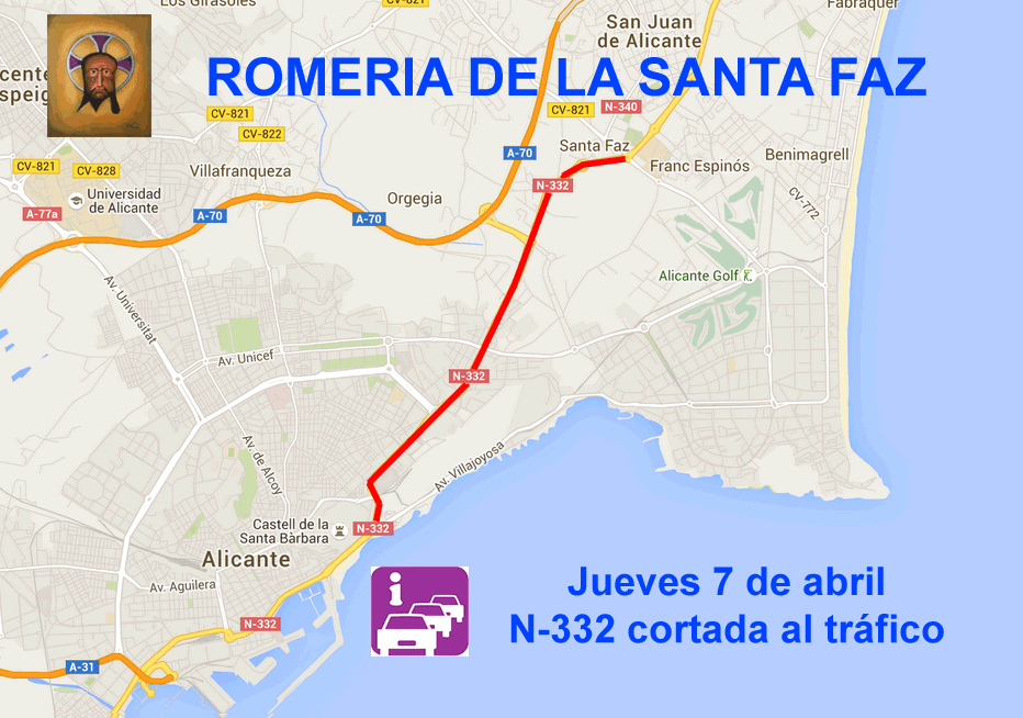Romería a la Santa Faz Información de tráfico y transporte público