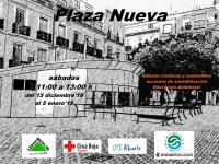 Cartel de actividades en la Plaza Nueva