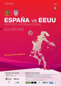 Cartel oficial del partido España - Estados Unidos