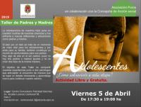 Cartel del taller para madres y padres sobre la adolescencia