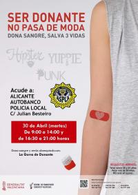 El Ayuntamiento de Alicante y la Policía Local organizan un maratón de Donación de Sangre el martes 30 de abril en la jefatura