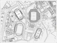 Plano del distrito deportivo de la ciudad, que incluye a la Ciudad deportiva "Antonio Valls"