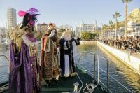 Los Reyes Magos en su llegada al Puerto de Alicante