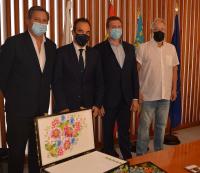 Integrantes de la reunión en el Ayuntamiento: Beresaluze, Peral, Lozýtski y Sergii