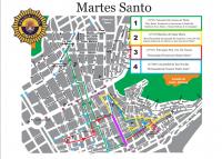 Plano del recorrido de las procesiones del Martes Santo