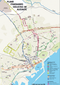 Plano Itinerarios Ciclistas de Alicante