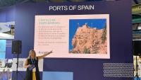 La vicealcaldesa de Alicante, Mari Carmen Sánchez  en el stand de Puertos del Estado de la feria Seatrade Cruise Med que se celebra en Málaga