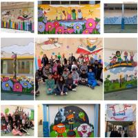 Imágenes de los murales pintados por los alumnos del Colegio 9 D'Octubre 