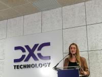 La concejala de Empleo y Desarrollo, Mari Carmen de España en la inauguración de DXC Technology