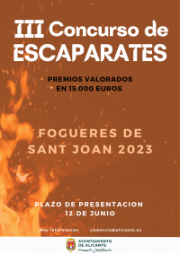 Cartel concurso escaparates Fogueres 2023