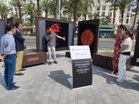 La concejala de Cultura, Nayma Beldjilali, junto con el director de Área de Negocio de CaixaBank en Alicante, José Antonio Sendra y la delegada t...