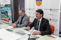 Los alcaldes Barcala y Román en la reunión para impulsar actuaciones conjuntas de movilidad entre Alicante y Sant Joan