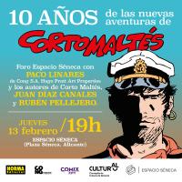 Imagen del cartel de la muestra “10 años de las nuevas aventuras de Corto Maltés”