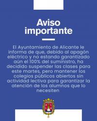 Imagen del anuncio de suspensión de las clases manteniendo los colegios públicos abiertos