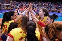 Imagen de un partido de la la selección española femenina de voleibol en Alicante