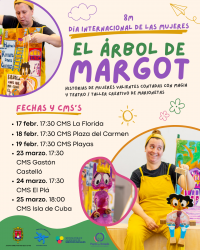 Mujer y marionetas de actividad el Árbol de Margot