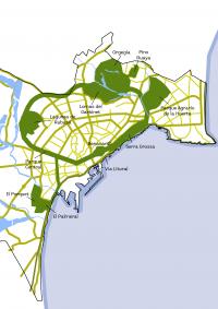 Imagen con el plano del cinturón verde periurbano de 19 kilómetros de longitud, con la A-70 como columna vertebral, que rodea la ciudad