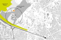 Imagen del plano con la ubicación del tercer hospital público en el sur de Rabasa