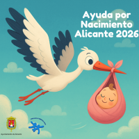 Dibujo de cigüeña y bebé