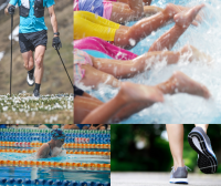 Imagen de adultos y niños practicando distintos deportes