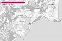 Imagen del plano con la previsión de ampliación de viviendas de alquiler social en el Plan General de Alicante