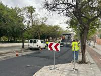 Imagen de los trabajos de asfaltado en Alicante