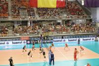 Imagen de un partido de la selección española femenina en la Liga Europea de voleibol en el pabellón Pedro Ferrándiz