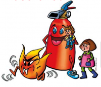 Dibujos de niños y extintor