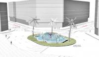 Imagen de la recreación del proyecto para reurbanizar la plaza de América y colocar una nueva fuente iluminada