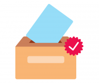 Dibujo de urna para votar y papeleta
