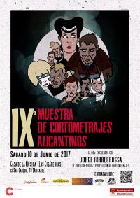 Cartel oficial de la IX Muestra de Cortometrajes alicantinos. Diseño: Jorge Daza.