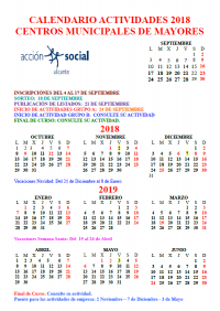 Calendario de Actividades para Mayores 2018-2019