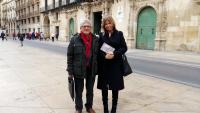 Federico Ramirez y Eva Montesinos durante la reunión mantenida sobre la asamblea nacional de la Federación de Amigos del Camino de Santiago se ce...