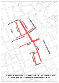 CORTES DE TRAFICO POR PEATONALIZACIÓN EN AV. CONSTITUCIÓN Y C/ BAILÉN