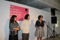 Momento de la apertura con Clara Leitão (coordinadora),  Mario Gutiérrez Cru. (director - comisario) y Gloria Vara (Concejala de Cultura)