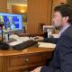 El alcalde de Alicante, Luis Barcala, en la reunión telemática mantenida por los alcaldes de las 15 ciudades más importantes de España con el m...
