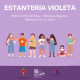cartel estanterias violeta