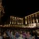 Imagen de la plaza del Ayuntamiento en el  concierto del 113 aniversario de su fundación ante cerca de un millar de espectadores 