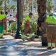 Operarios de Brota con la plantacion de primavera en la Explanada Operarios de Brota con la plantacion de primavera en la Explanada