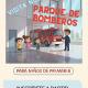 Dibujos de bomberos y niños en un parque de bomberos