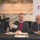 Rueda de prensa, con Gloria Vara, J. L. Pérez Pont y C. A. Asencio, en el MUBAG